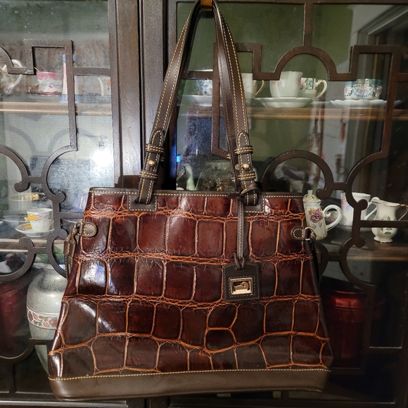 Dooney & Bourke Brown Crocodile-Embossed Tote Bag - F11 - Picture 7 of 11